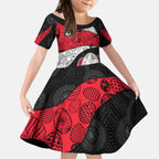 Personalized St Kilda Football Kid Short Sleeve Dress Easter Egg Pattern Red Black White Tribal Dot Style
