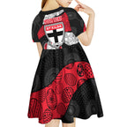 Personalized St Kilda Football Kid Short Sleeve Dress Easter Egg Pattern Red Black White Tribal Dot Style