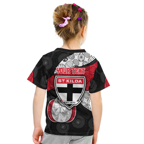 Personalized St Kilda Football Kid T Shirt Easter Egg Pattern Red Black White Tribal Dot Style