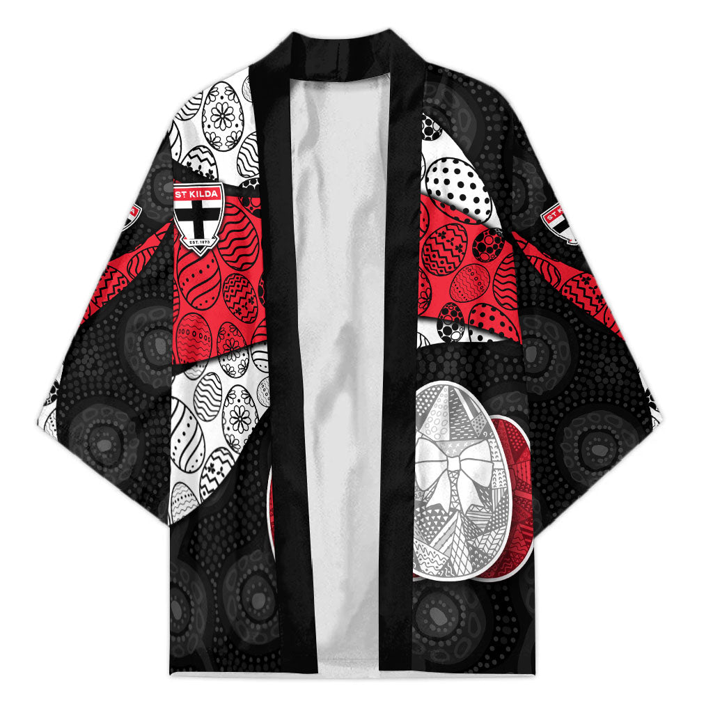 Personalized St Kilda Football Kimono Easter Egg Pattern Red Black White Tribal Dot Style