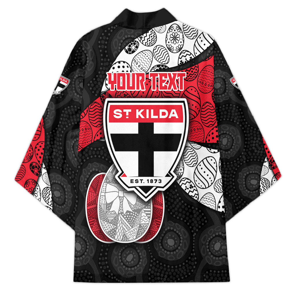 Personalized St Kilda Football Kimono Easter Egg Pattern Red Black White Tribal Dot Style