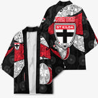 Personalized St Kilda Football Kimono Easter Egg Pattern Red Black White Tribal Dot Style