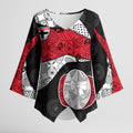 Personalized St Kilda Football Kimono Sleeve Blouse Easter Egg Pattern Red Black White Tribal Dot Style