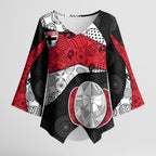 Personalized St Kilda Football Kimono Sleeve Blouse Easter Egg Pattern Red Black White Tribal Dot Style