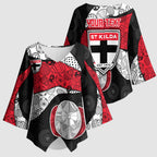 Personalized St Kilda Football Kimono Sleeve Blouse Easter Egg Pattern Red Black White Tribal Dot Style