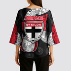 Personalized St Kilda Football Kimono Sleeve Blouse Easter Egg Pattern Red Black White Tribal Dot Style