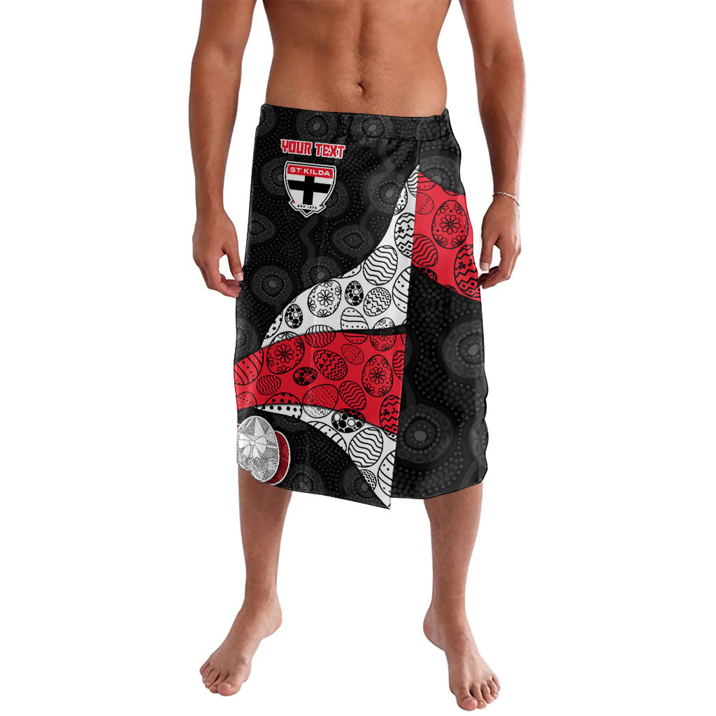 Personalized St Kilda Football Lavalava Easter Egg Pattern Red Black White Tribal Dot Style