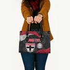 Personalized St Kilda Football Leather Bag Easter Egg Pattern Red Black White Tribal Dot Style