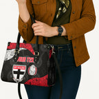 Personalized St Kilda Football Leather Bag Easter Egg Pattern Red Black White Tribal Dot Style