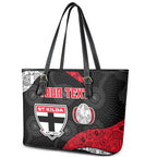 Personalized St Kilda Football Leather Tote Bag Easter Egg Pattern Red Black White Tribal Dot Style