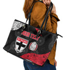 Personalized St Kilda Football Leather Tote Bag Easter Egg Pattern Red Black White Tribal Dot Style