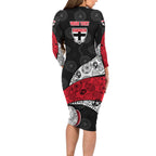 Personalized St Kilda Football Long Sleeve Bodycon Dress Easter Egg Pattern Red Black White Tribal Dot Style