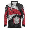 Personalized St Kilda Football Long Sleeve Polo Shirt Easter Egg Pattern Red Black White Tribal Dot Style