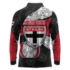 Personalized St Kilda Football Long Sleeve Polo Shirt Easter Egg Pattern Red Black White Tribal Dot Style