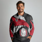 Personalized St Kilda Football Long Sleeve Polo Shirt Easter Egg Pattern Red Black White Tribal Dot Style