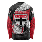 Personalized St Kilda Football Long Sleeve Shirt Easter Egg Pattern Red Black White Tribal Dot Style