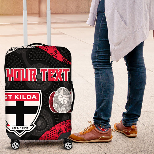 Personalized St Kilda Football Luggage Cover Easter Egg Pattern Red Black White Tribal Dot Style