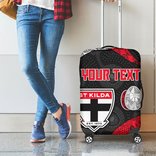 Personalized St Kilda Football Luggage Cover Easter Egg Pattern Red Black White Tribal Dot Style