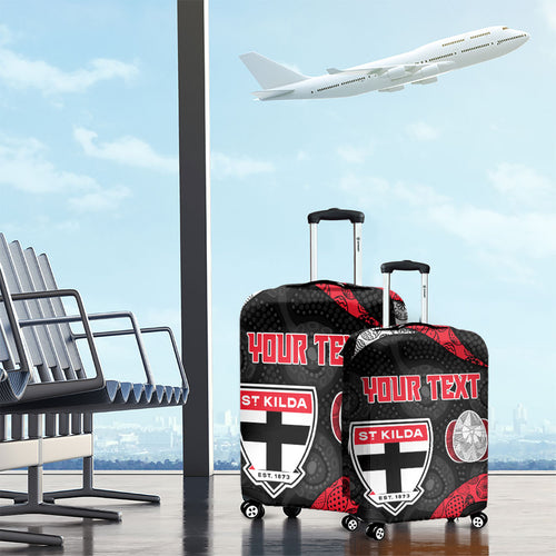 Personalized St Kilda Football Luggage Cover Easter Egg Pattern Red Black White Tribal Dot Style