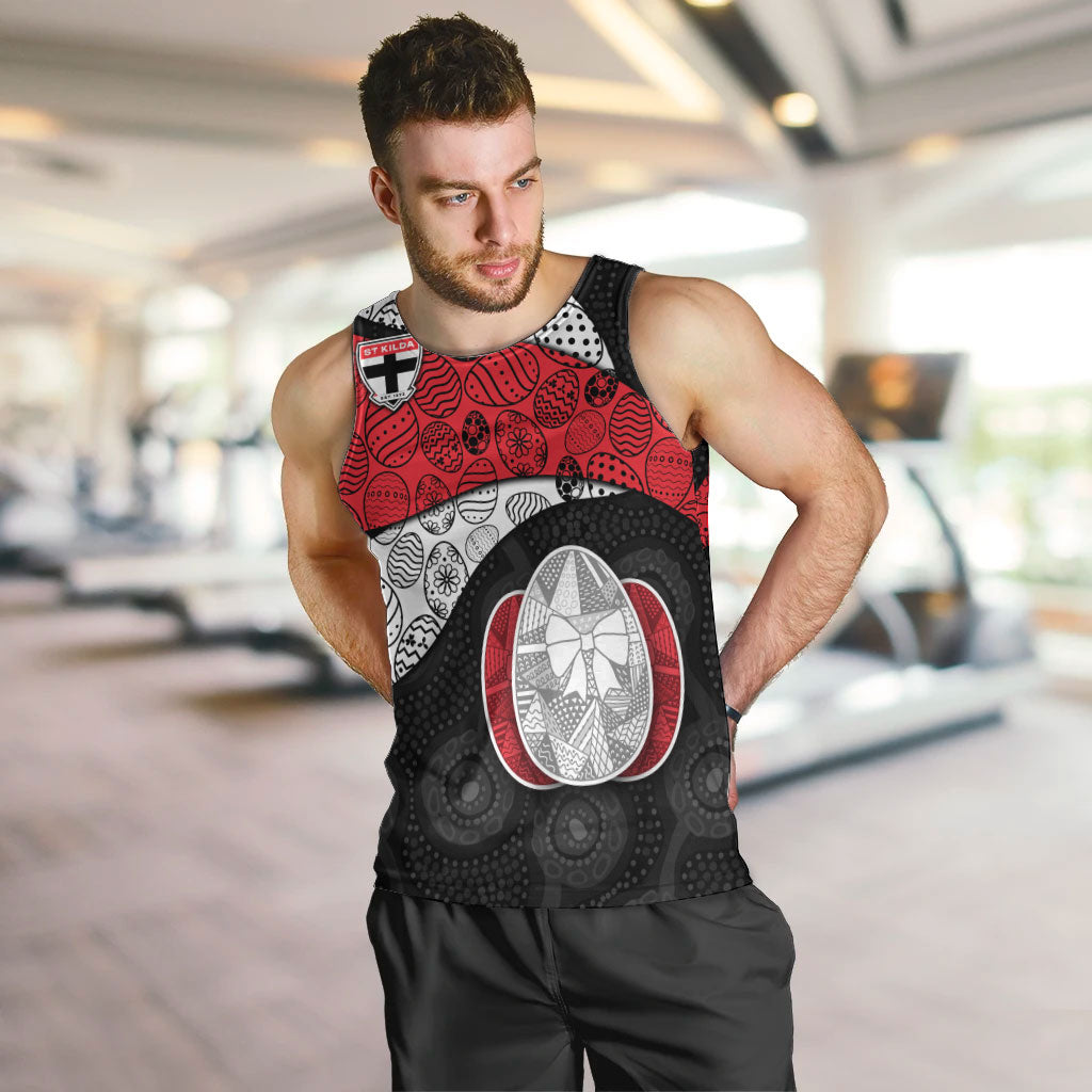 Personalized St Kilda Football Men Tank Top Easter Egg Pattern Red Black White Tribal Dot Style