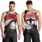 Personalized St Kilda Football Men Tank Top Easter Egg Pattern Red Black White Tribal Dot Style