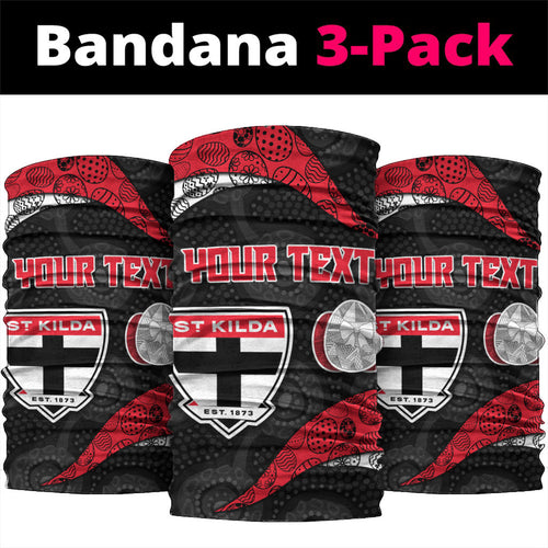 Personalized St Kilda Football Neck Gaiter Easter Egg Pattern Red Black White Tribal Dot Style