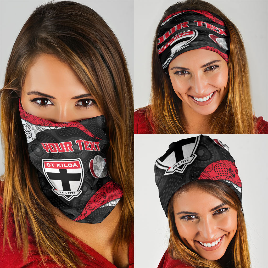 Personalized St Kilda Football Neck Gaiter Easter Egg Pattern Red Black White Tribal Dot Style