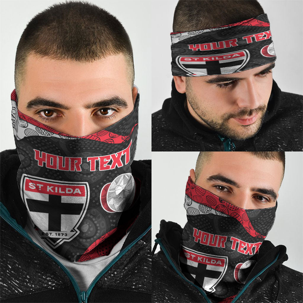 Personalized St Kilda Football Neck Gaiter Easter Egg Pattern Red Black White Tribal Dot Style