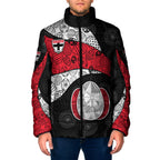 Personalized St Kilda Football Padded Jacket Easter Egg Pattern Red Black White Tribal Dot Style