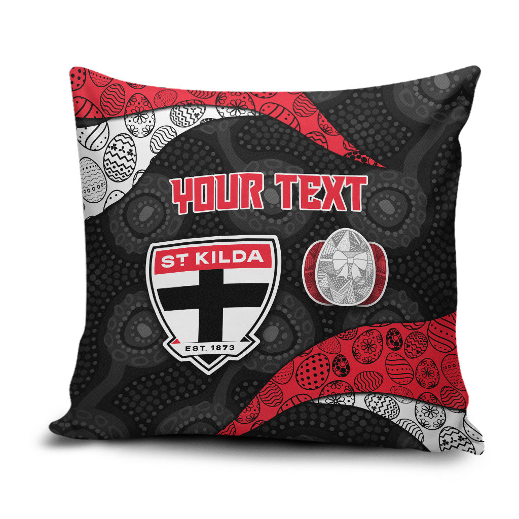 Personalized St Kilda Football Pillow Cover Easter Egg Pattern Red Black White Tribal Dot Style