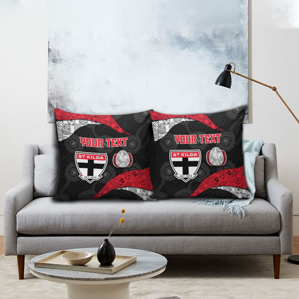 Personalized St Kilda Football Pillow Cover Easter Egg Pattern Red Black White Tribal Dot Style