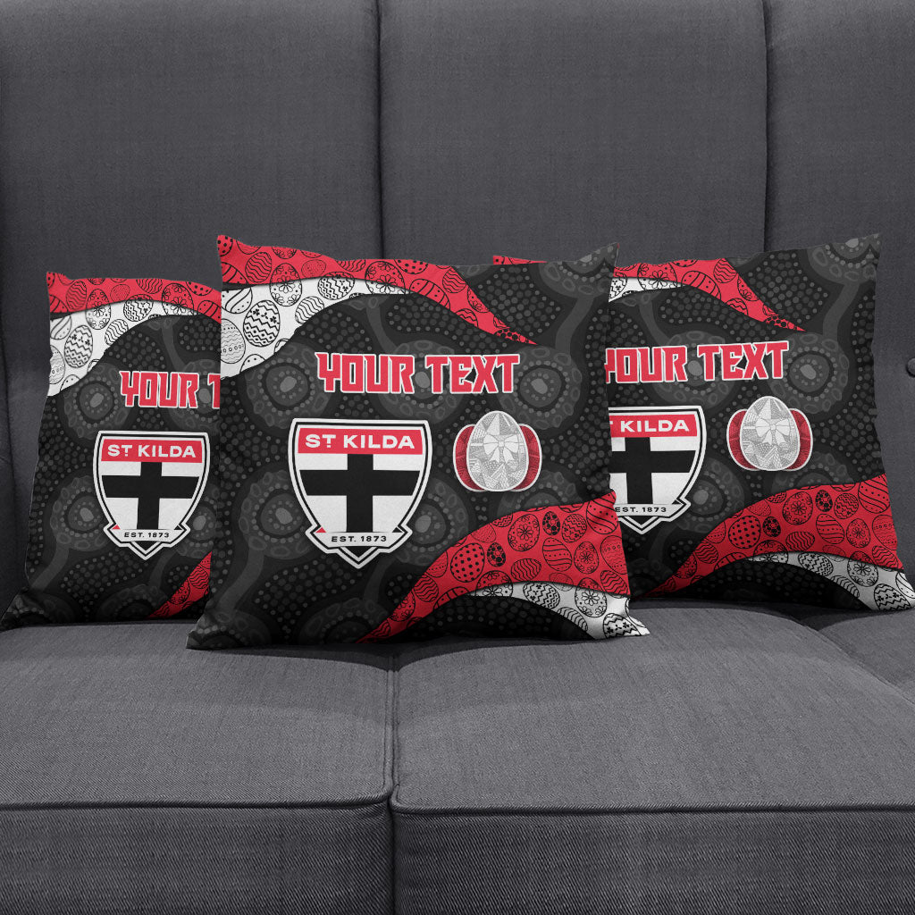 Personalized St Kilda Football Pillow Cover Easter Egg Pattern Red Black White Tribal Dot Style