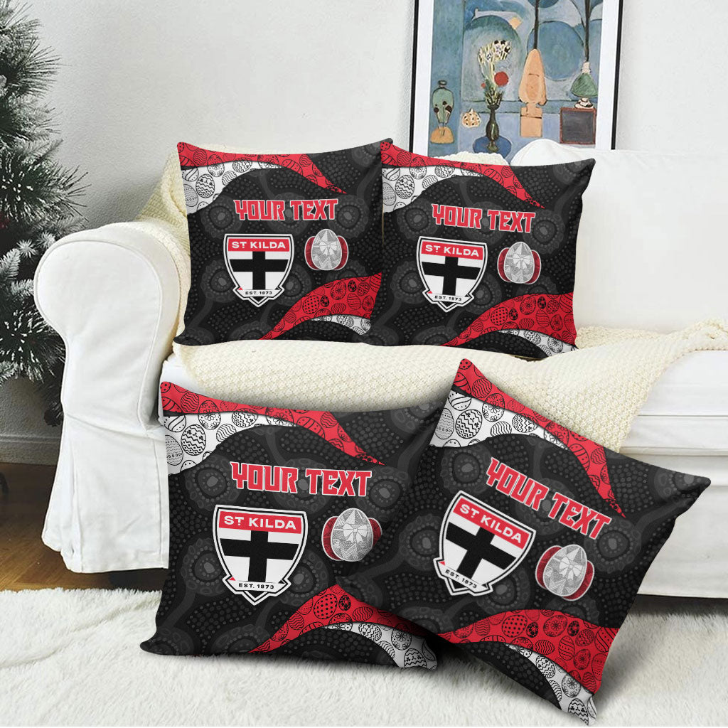 Personalized St Kilda Football Pillow Cover Easter Egg Pattern Red Black White Tribal Dot Style