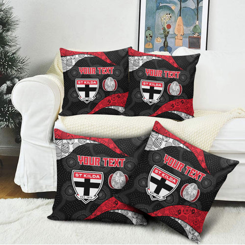 Personalized St Kilda Football Pillow Cover Easter Egg Pattern Red Black White Tribal Dot Style