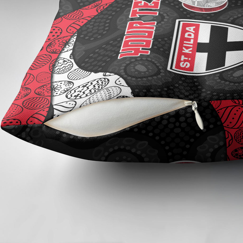 Personalized St Kilda Football Pillow Cover Easter Egg Pattern Red Black White Tribal Dot Style