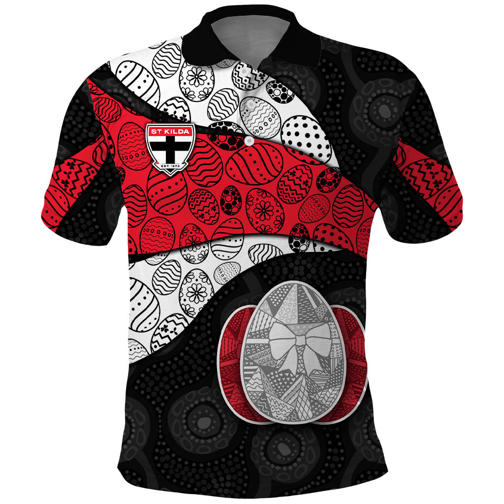 Personalized St Kilda Football Polo Shirt Easter Egg Pattern Red Black White Tribal Dot Style