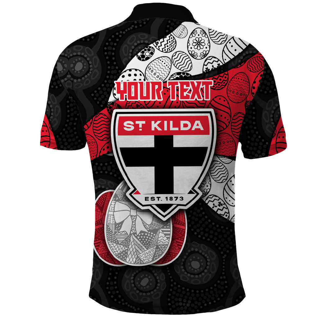 Personalized St Kilda Football Polo Shirt Easter Egg Pattern Red Black White Tribal Dot Style