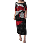 Personalized St Kilda Football Puletasi Easter Egg Pattern Red Black White Tribal Dot Style