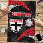 Personalized St Kilda Football Puzzle Easter Egg Pattern Red Black White Tribal Dot Style