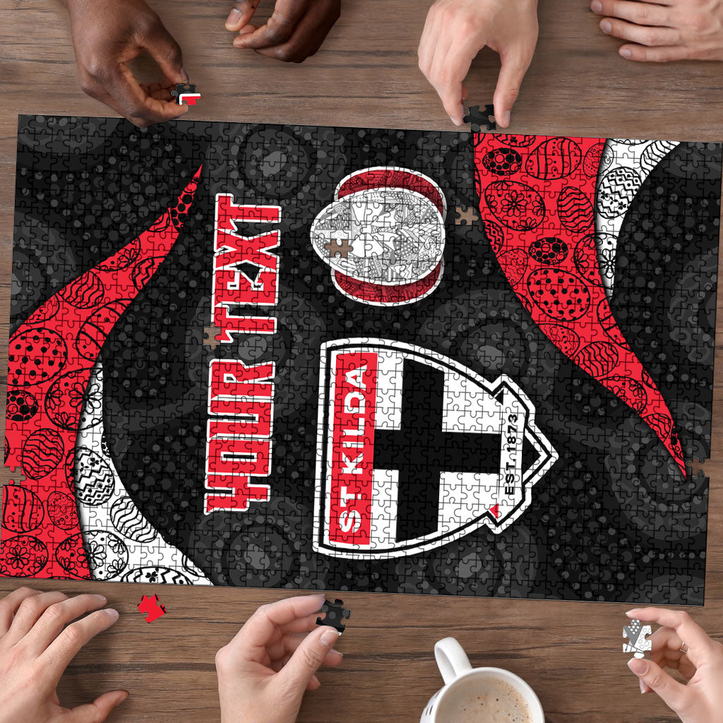 Personalized St Kilda Football Puzzle Easter Egg Pattern Red Black White Tribal Dot Style