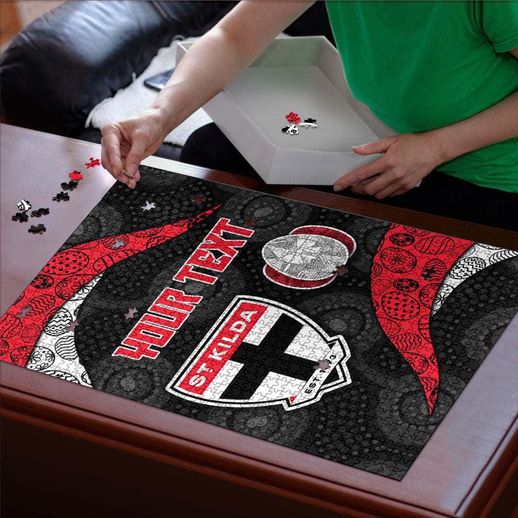Personalized St Kilda Football Puzzle Easter Egg Pattern Red Black White Tribal Dot Style