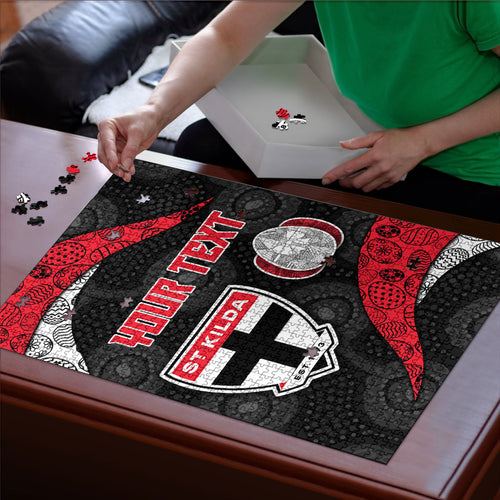 Personalized St Kilda Football Puzzle Easter Egg Pattern Red Black White Tribal Dot Style
