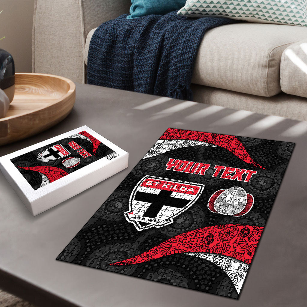 Personalized St Kilda Football Puzzle Easter Egg Pattern Red Black White Tribal Dot Style