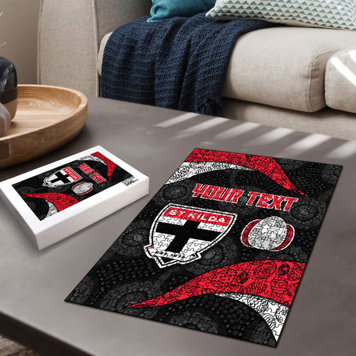 Personalized St Kilda Football Puzzle Easter Egg Pattern Red Black White Tribal Dot Style