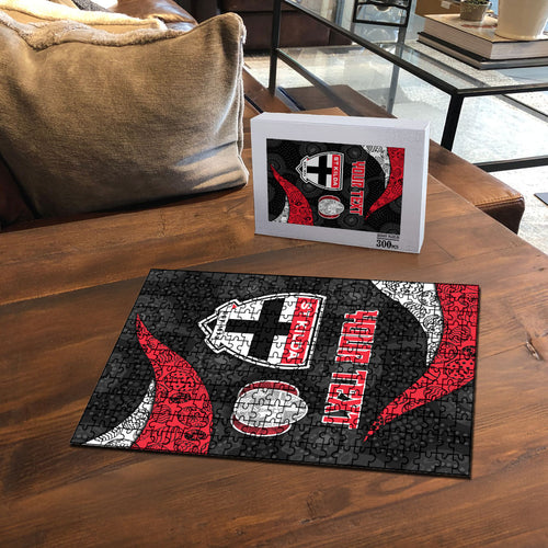 Personalized St Kilda Football Puzzle Easter Egg Pattern Red Black White Tribal Dot Style