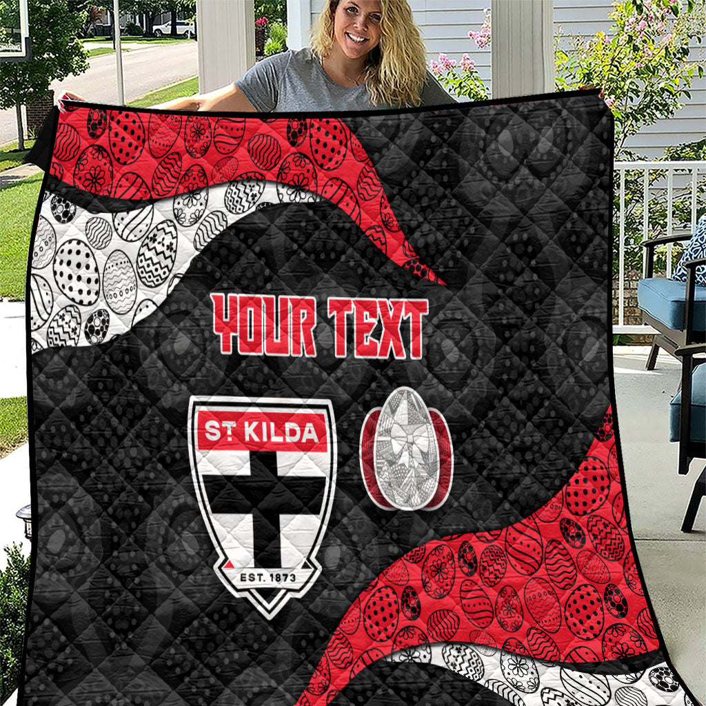 Personalized St Kilda Football Quilt Easter Egg Pattern Red Black White Tribal Dot Style