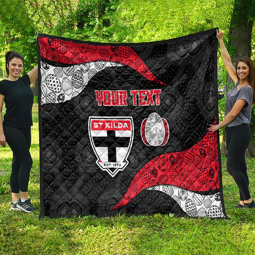 Personalized St Kilda Football Quilt Easter Egg Pattern Red Black White Tribal Dot Style