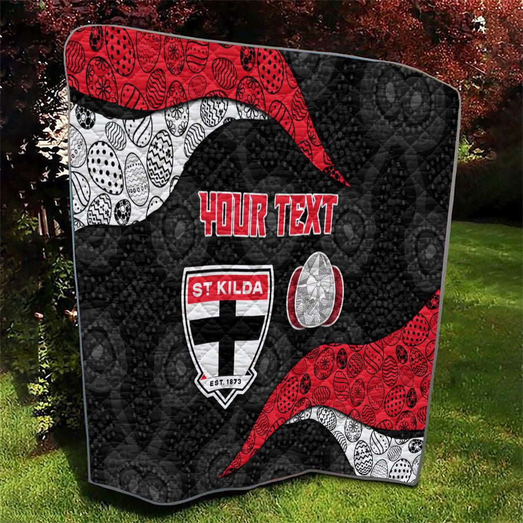 Personalized St Kilda Football Quilt Easter Egg Pattern Red Black White Tribal Dot Style