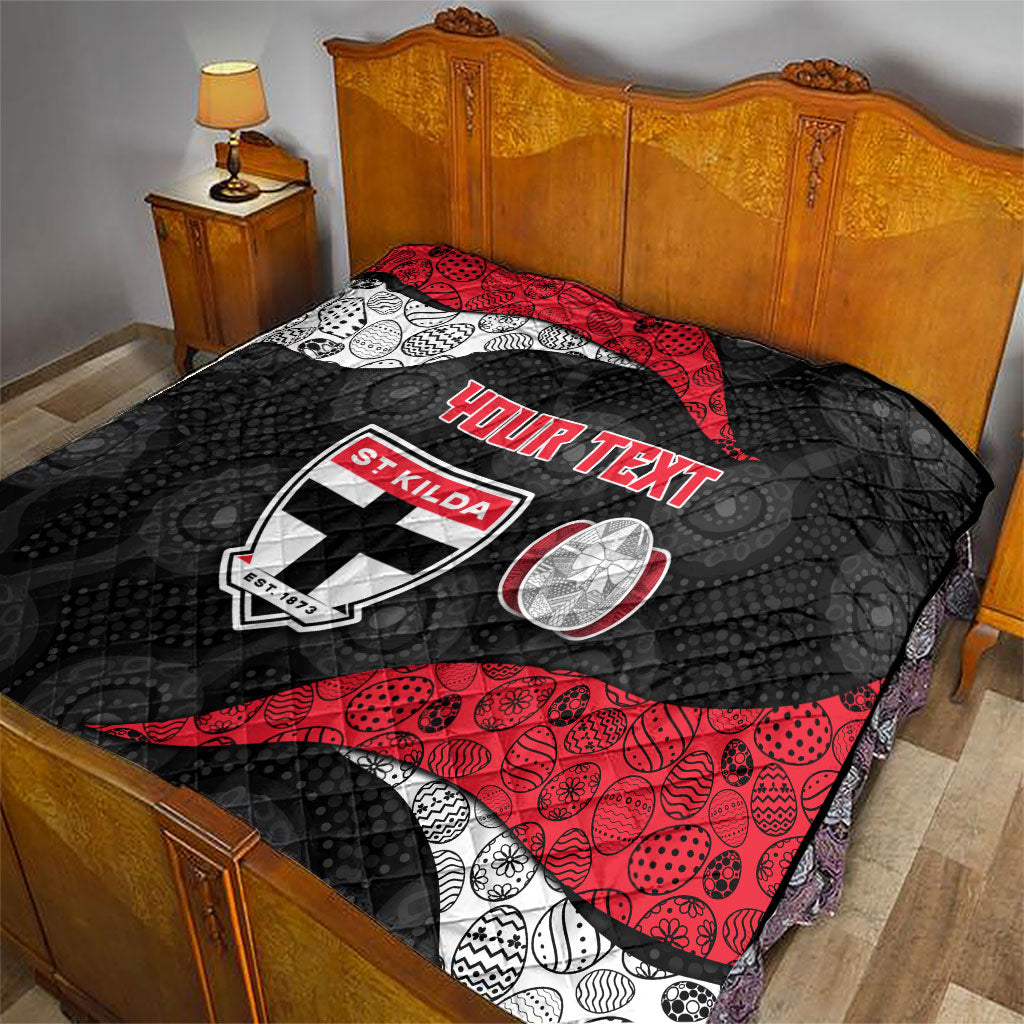 Personalized St Kilda Football Quilt Easter Egg Pattern Red Black White Tribal Dot Style