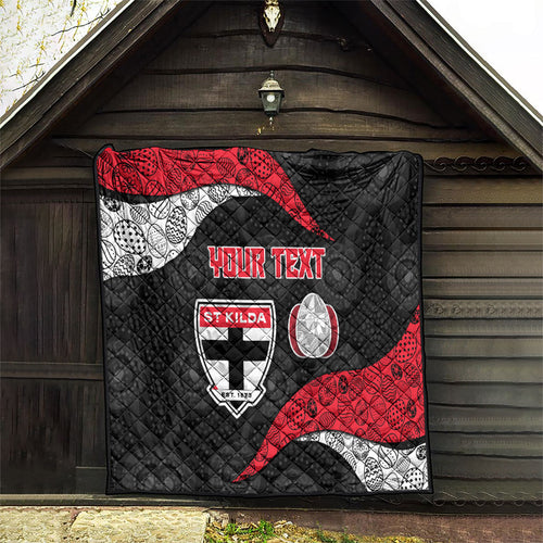 Personalized St Kilda Football Quilt Easter Egg Pattern Red Black White Tribal Dot Style